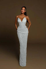 Green Mermaid Prom Dress Sweetheart Sleeveless Sequined Formal Dress