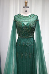 Green Sheath/Column Prom Dress Beaded Formal Dress