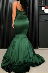 Green Spaghetti Strap Mermaid Evening Dress