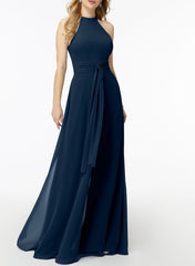 High Neck Bridesmaid Dress With Cascading Ruffles Jumpsuit/Pantsuit