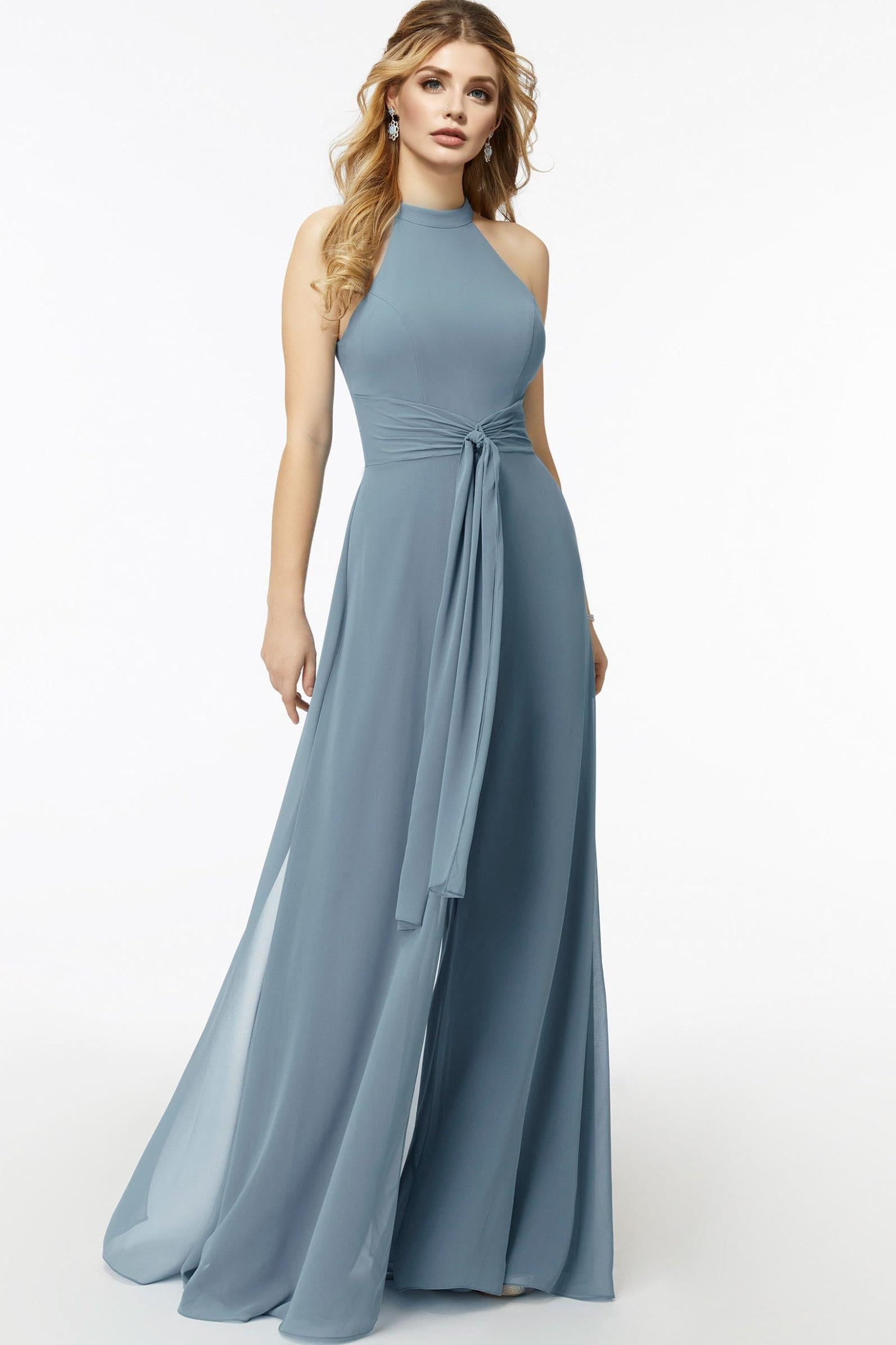 High Neck Bridesmaid Dress With Cascading Ruffles Jumpsuit/Pantsuit