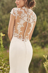 High Neck Lace/Elastic Satin Trumpet/Mermaid Wedding Dress