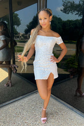Homecoming Dress Off the Shoulder Sequin Tight Cocktail Party Dresses