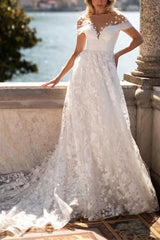 Illusion Neck Lace Wedding Dress
