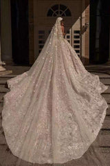 Ivory Ball Gown Wedding Dress Sequined Sweetheart Bridal Dress