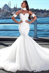 Ivory Mermaid Wedding Dress Sweetheart Bridal Dress