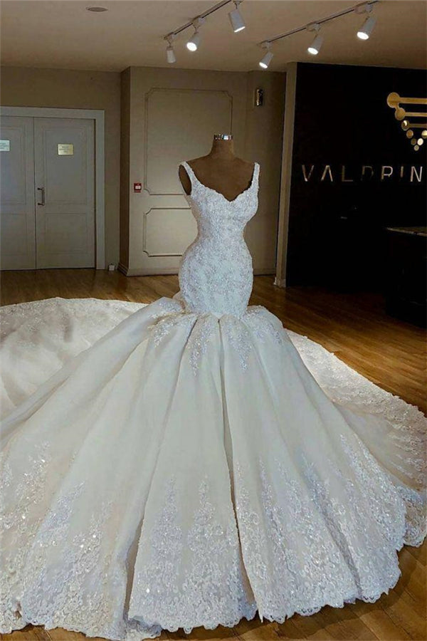 Ivory Mermaid/Trumpet Wedding Dress Appliques Bridal Dress