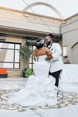 Plus Size Wedding Dress Ivory Ruffled Strapless Mermaid Bridal Gown