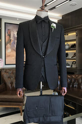 Jacquard Shawl Lapel Three Piece Wedding Suit Newest