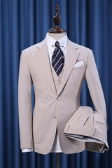Khaki Slim Fit Three Piece Suit