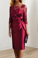 Knee Length Mother of the Bride Sheath Column Dresses