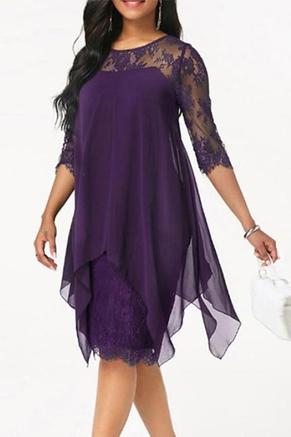 Knee Length Mother of the Bride Sheath Column Jewel Neck Dresses