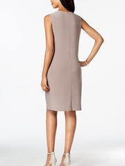 Knee Length Mother of the Bride Sheath Column Jewel Neck Dresses