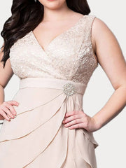 Knee Length V Neck Sheath Mother of the Bride Column Dresses