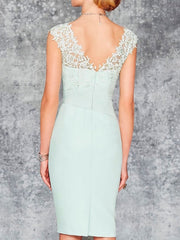 Knee Length V Neck Sheath Column Mother of the Bride Dresses