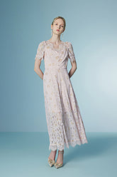 Lace Short Sleeve Maxi A Line Casual Holiday Dress