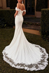Lace Sweep Train Modern Wedding Dress