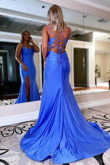 Lace Up Prom Dress Sheath/Column Evening Dress With Slit