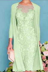 Lace and Chiffon Mother of the Bride Dress 3/4 Sleeve Wedding Guest Dress