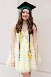 Lemon Yellow Homecoming Dress A Line Corset Ruffled Short Prom Dress