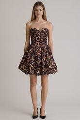 Leopard Print Strapless Sweetheart Corset Short Homecoming Dress