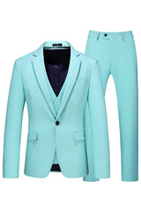 Light Blue Three Piece Notched Lapel Prom Suit