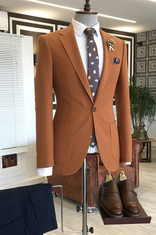 Light Brown Notched Lapel 2 Piece Men's Prom Suit