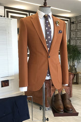 Light Brown Notched Lapel 2 Piece Men's Prom Suit
