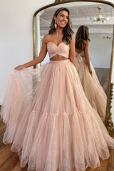 Light Green Prom Dress Two Piece Detachable Sleeves A Line Long Evening Dress