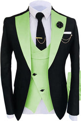 Light Green Shawl Lapel 3 Piece Slim Fit Prom Suit
