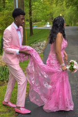 Light Pink 2 Piece Notched Lapel Men's Prom Suit Blazer Pants