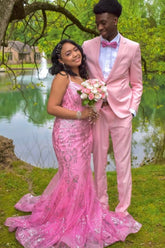Light Pink 2 Piece Notched Lapel Men's Prom Suit Blazer Pants