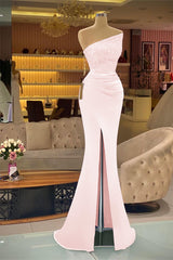 Light Purple Sequins Mermaid Evening Dress with Strapless Sleeveless Design and Slit