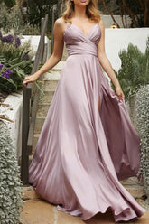 Light Purple Sheath/Column Bridesmaid Dress Spaghetti Straps Evening Dress