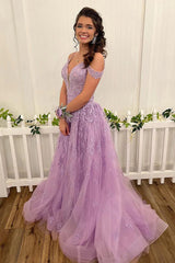Lilac Prom Dress High Low Spaghetti Straps Lace Evening Dress