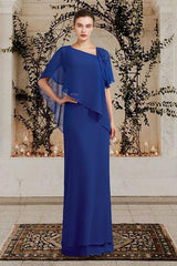 Long Bateau Neck Mother of the Bride Sheath Column Dresses