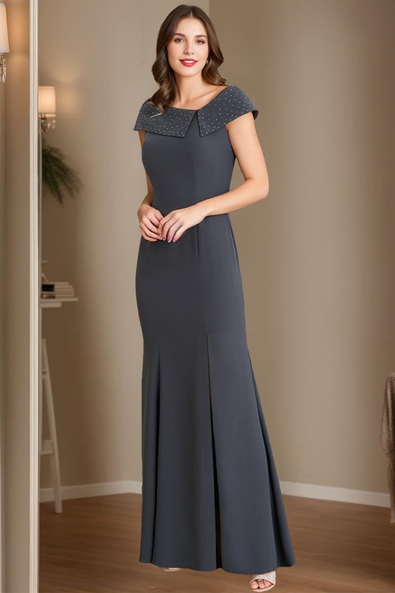 Long Mermaid Trumpet Mother of the Bride & Groom Dresses with Rhinestone Cowl Neck