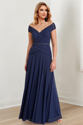 Long Off the Shoulder Mother of the Bride A Line Dresses