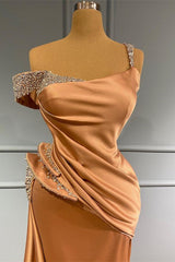 Long Off the Shoulder Ruffles Mermaid Evening Dress with Beads