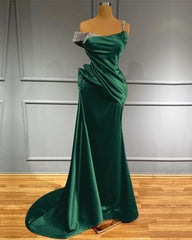Long Off the Shoulder Ruffles Mermaid Evening Dress with Beads
