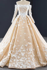 Long Sleeve Quinceanera Dress Off the Shoulder Butterfly Ball Gown Sweet 16 Dress