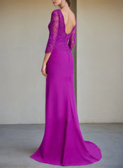 Long Sleeved Lace Mother of the Bride Dresses in Trumpet Mermaid Silhouette