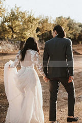 Long Sleeves A Line Wedding Dress Lace Bridal Gown