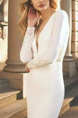 Long Sleeves Lace/Elastic Satin Wedding Dress Trumpet/Mermaid