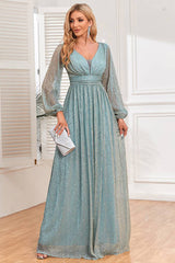 Long Sleeves Mother of the Bride Dress A Line Tulle Wedding Guest Dress