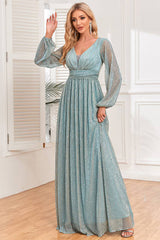 Long Sleeves Mother of the Bride Dress A Line Tulle Wedding Guest Dress