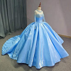 Luxury Blue Celebrity Evening Dress For Girl Beads Party Prom Gowns Sweet 16 Party Dress
