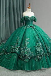 Luxury Green Organza Quinceanera Dress Ball Gown Sweet 16 Dress