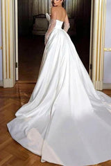 Satin/Sequined Wedding Dress with Detachable Trumpet/Mermaid Sweetheart Silhouette
