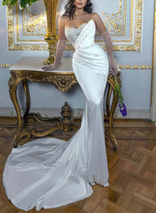 Luxury Satin/Sequined Wedding Dress with Detachable Trumpet/Mermaid Sweetheart Silhouette